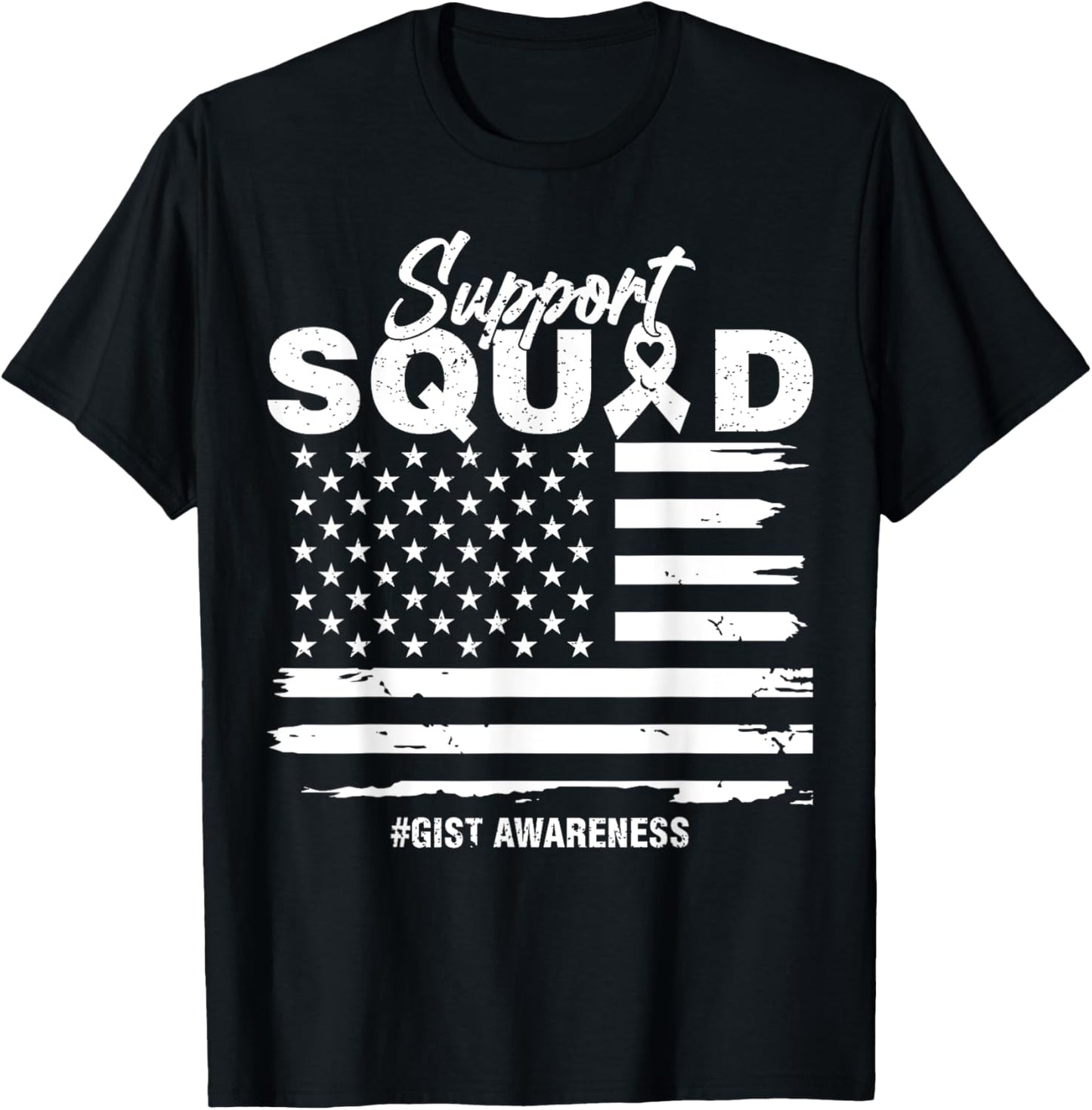 USA Flag Purple Ribbon Support GIST Awareness Squad Men T-Shirt - T-Shirt | Black