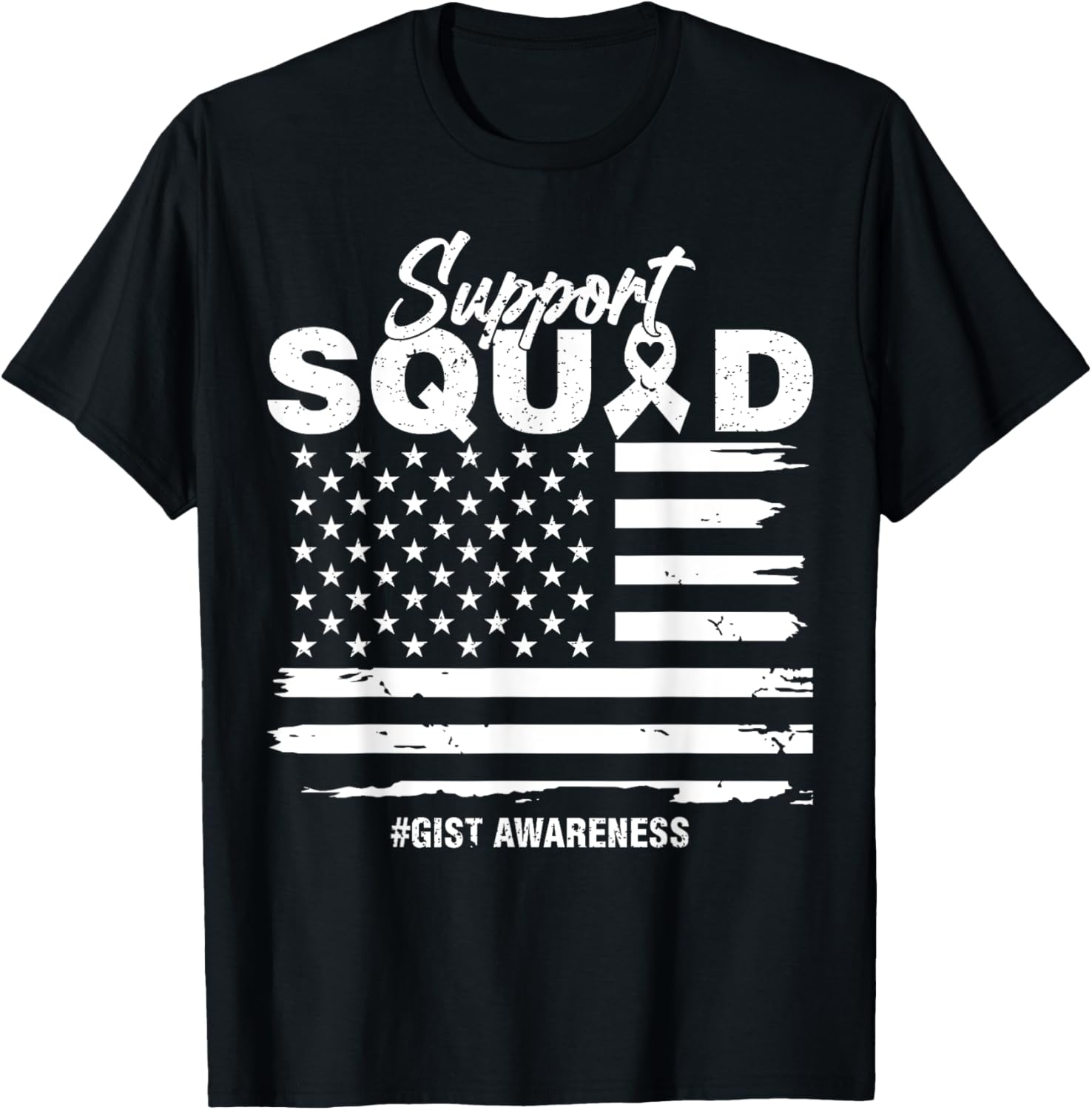 USA Flag Purple Ribbon Support GIST Awareness Squad Men T-Shirt - T-Shirt | Black