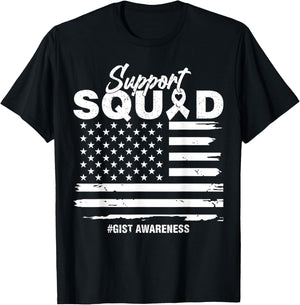 USA Flag Purple Ribbon Support GIST Awareness Squad Men T-Shirt - T-Shirt | Black