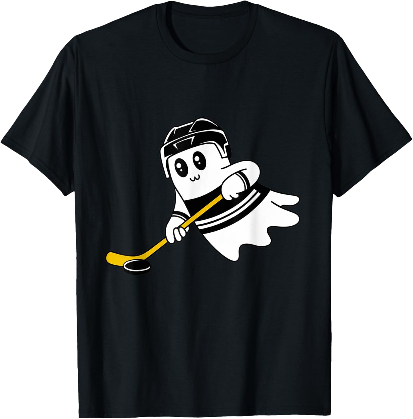 Ghost Playing Ice Hockey Halloween Costume Sports Men Boys T-Shirt - T-Shirt | Black