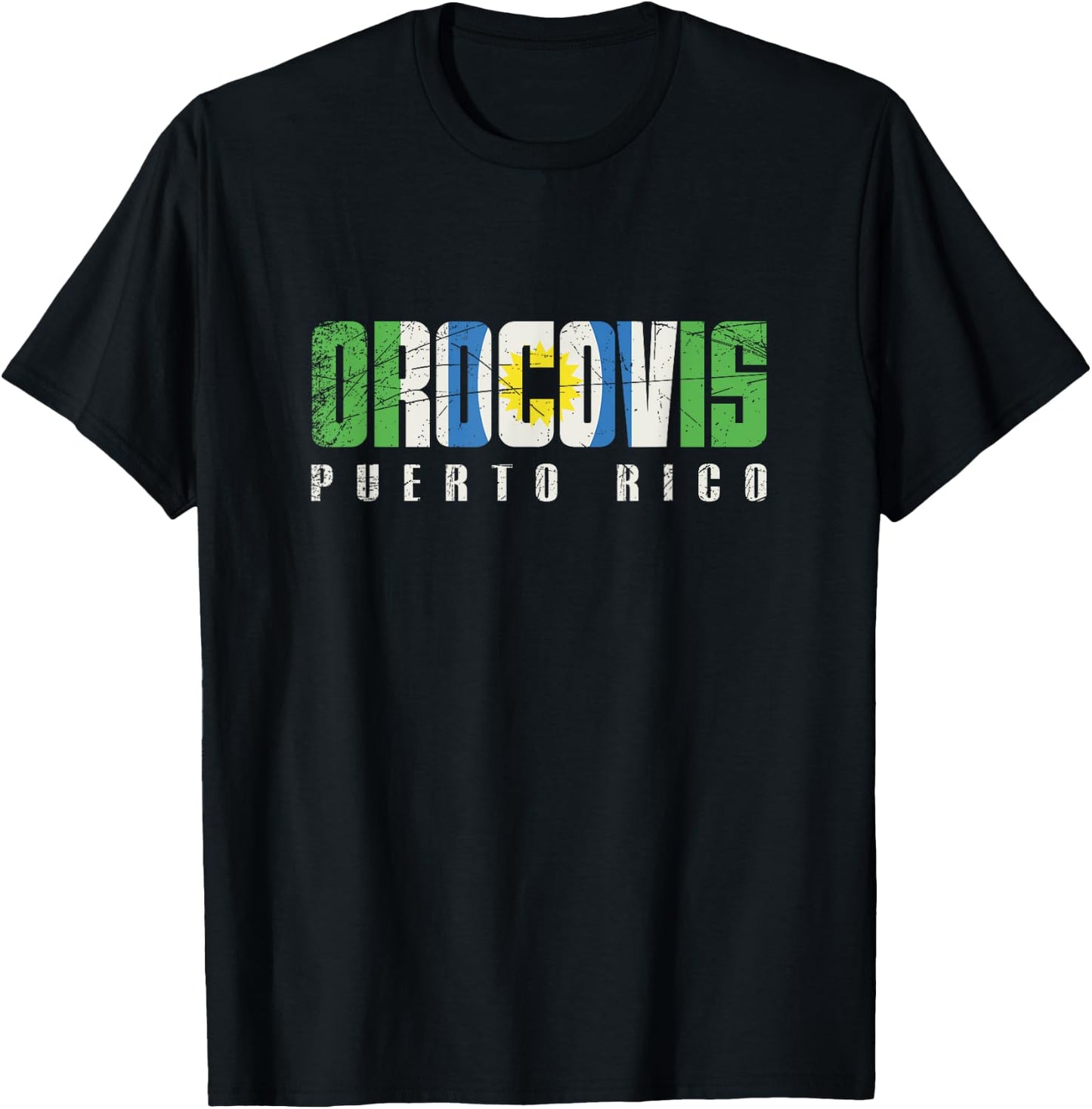 Orocovis City in Puerto Rico, Orocovis Flag T-Shirt - T-Shirt | Black