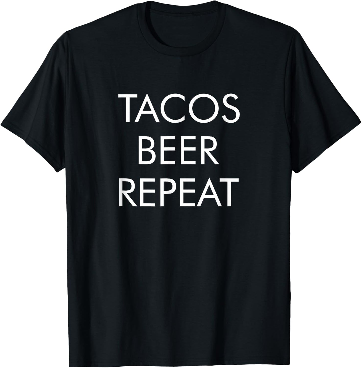 Tacos Beer Repeat T-Shirt - T-Shirt | Black