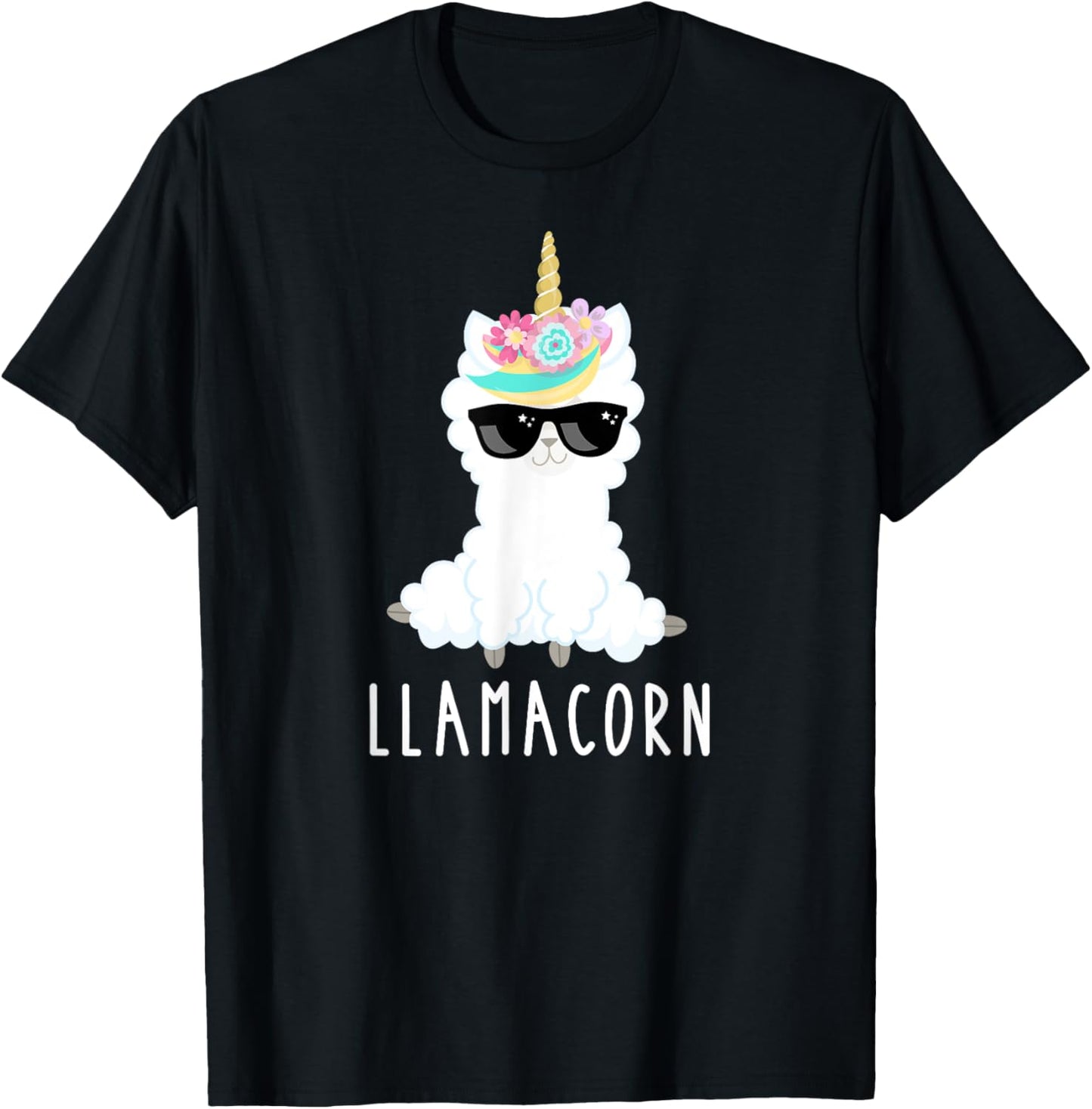 Llamacorn Shirt Girls Llama Unicorn Funny Kids Gift T-Shirt - T-Shirt | Black