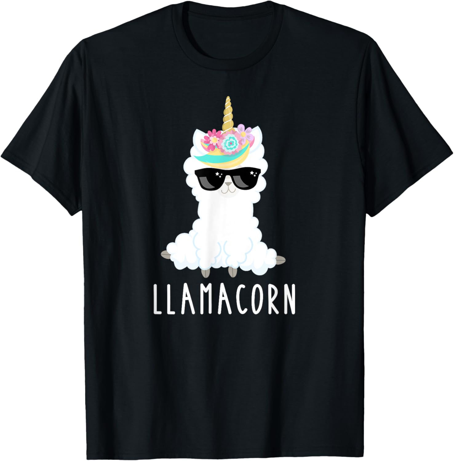 Llamacorn Shirt Girls Llama Unicorn Funny Kids Gift T-Shirt - T-Shirt | Black