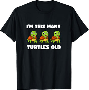Kids I'm This Many Turtles Old - Tortoise 3rd Birthday 3 Years T-Shirt - T-Shirt | Black