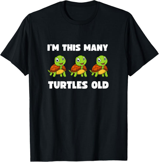 Kids I'm This Many Turtles Old - Tortoise 3rd Birthday 3 Years T-Shirt - T-Shirt | Black