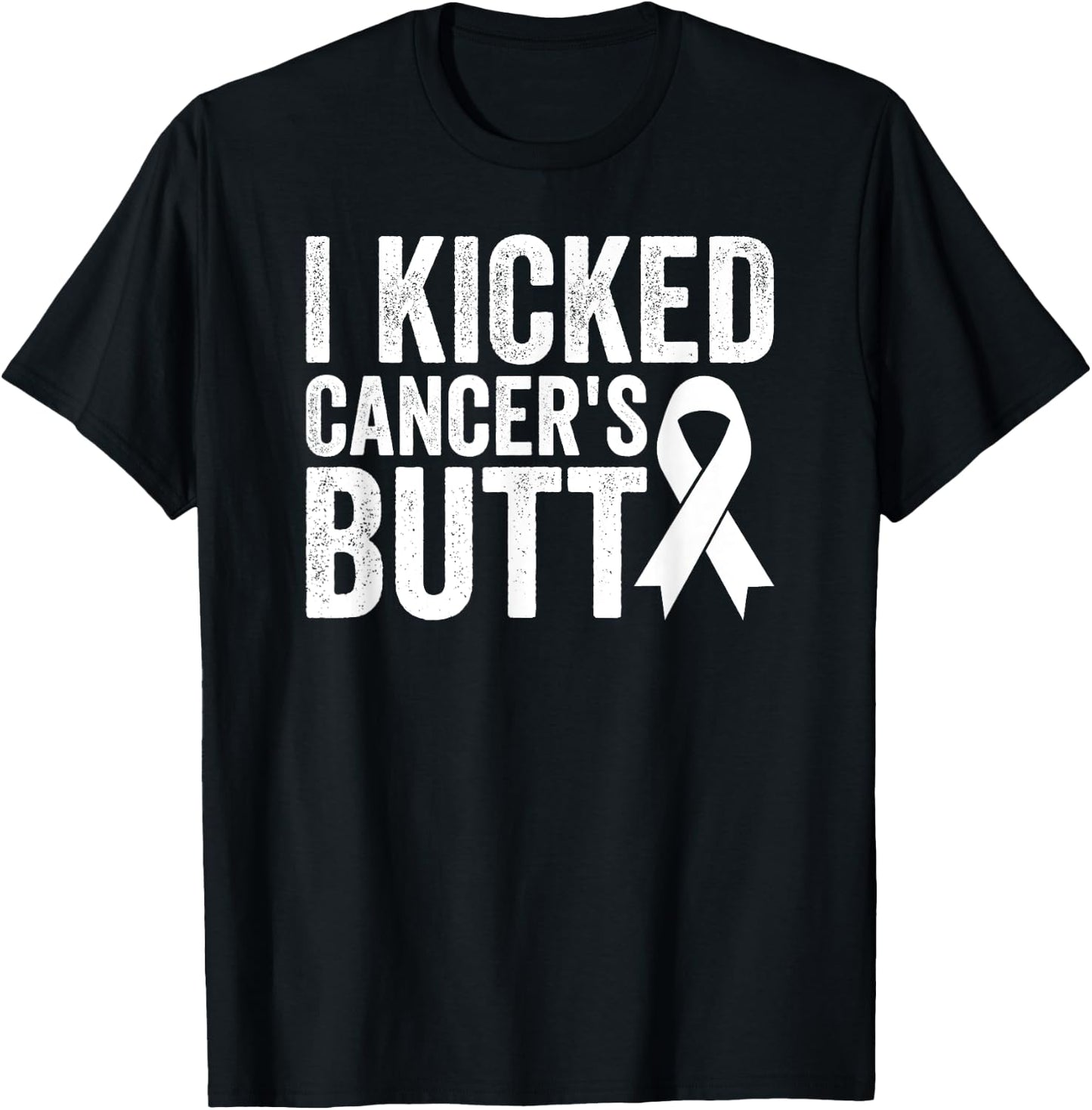 Lung Cancer Awareness I Kicked Cancer's Butt T-Shirt - T-Shirt | Black