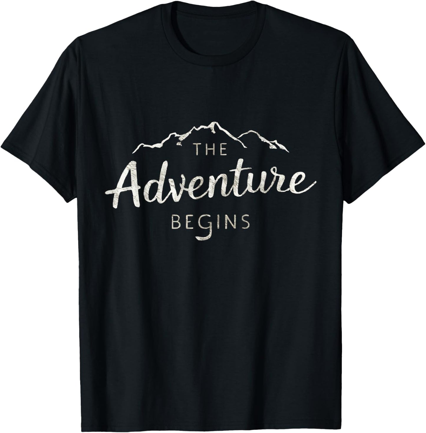 THE ADVENTURE BEGINS Funny Road Trip Camping Life Men Women T-Shirt - T-Shirt | Black