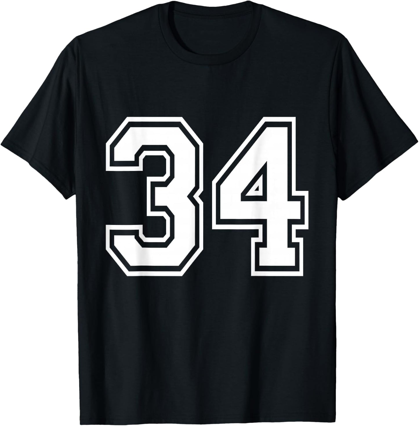 Number 34 Varsity Sports Team Jersey 34th Birthday 34 Years T-Shirt - T-Shirt | Black