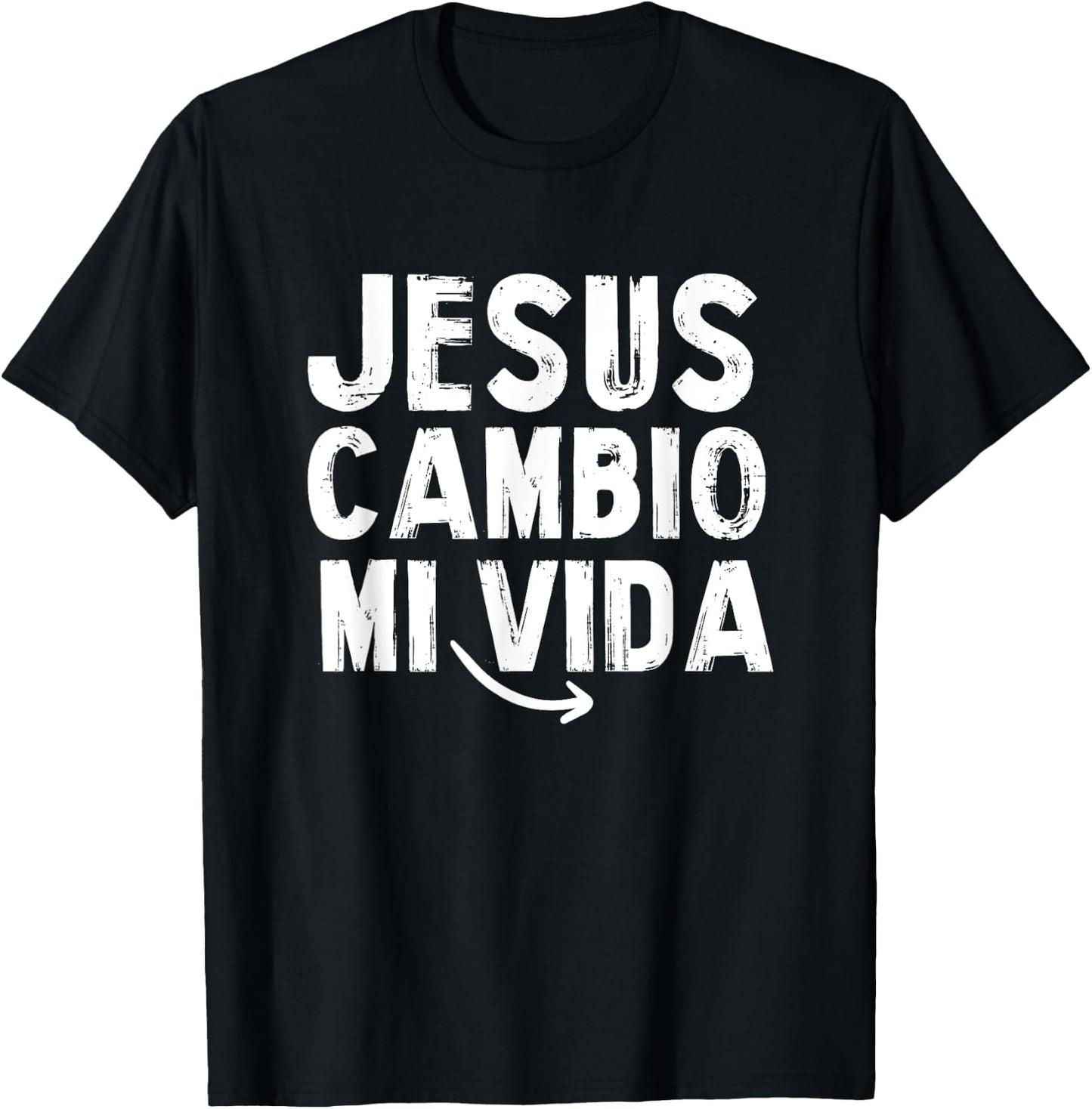 Jesus Cambio Mi Vida Church Goer Cute Spanish Christian T-Shirt - T-Shirt | Black