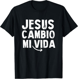 Jesus Cambio Mi Vida Church Goer Cute Spanish Christian T-Shirt - T-Shirt | Black