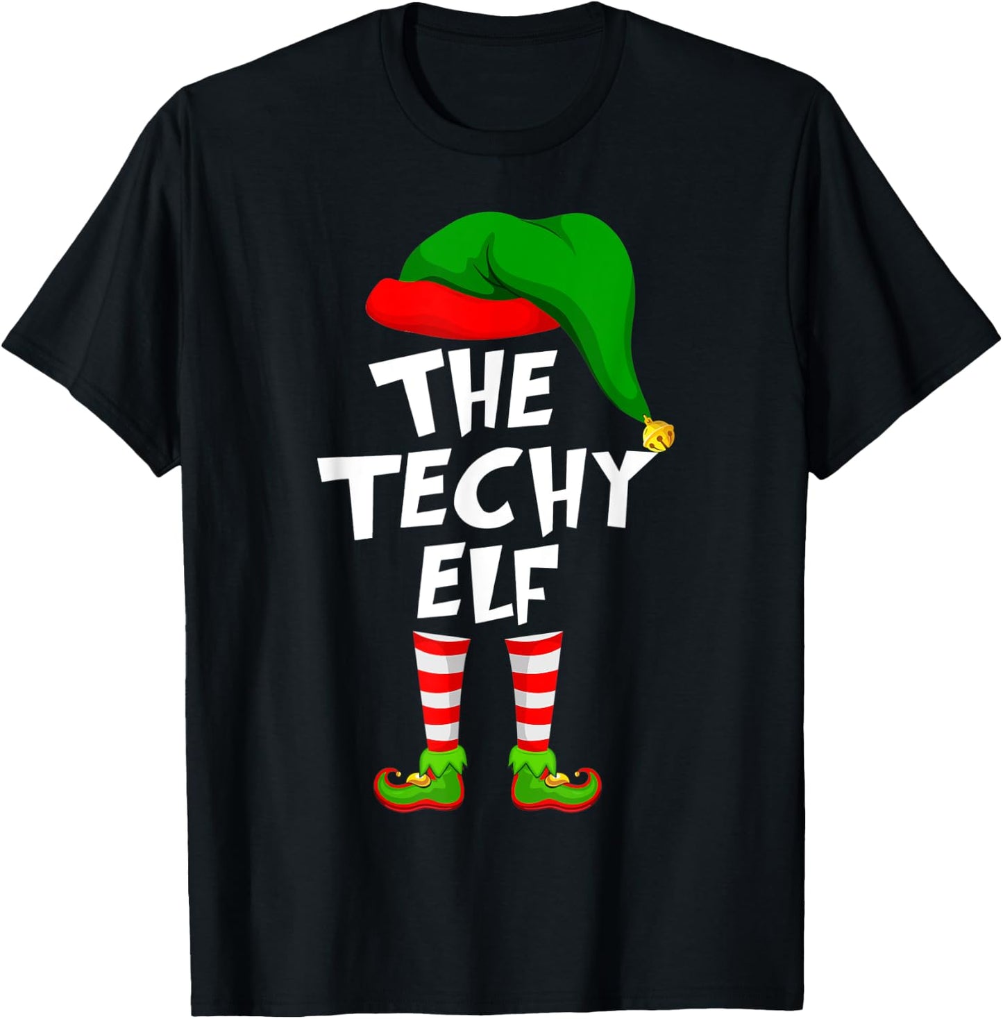Funny Matching Family Christmas The Techy Elf T-Shirt - T-Shirt | Black