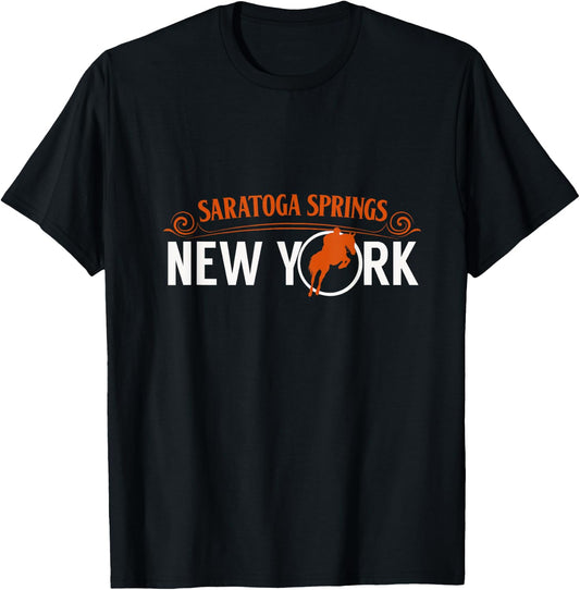 Saratoga Springs New York Horse Racing Jockey T-Shirt - T-Shirt | Black