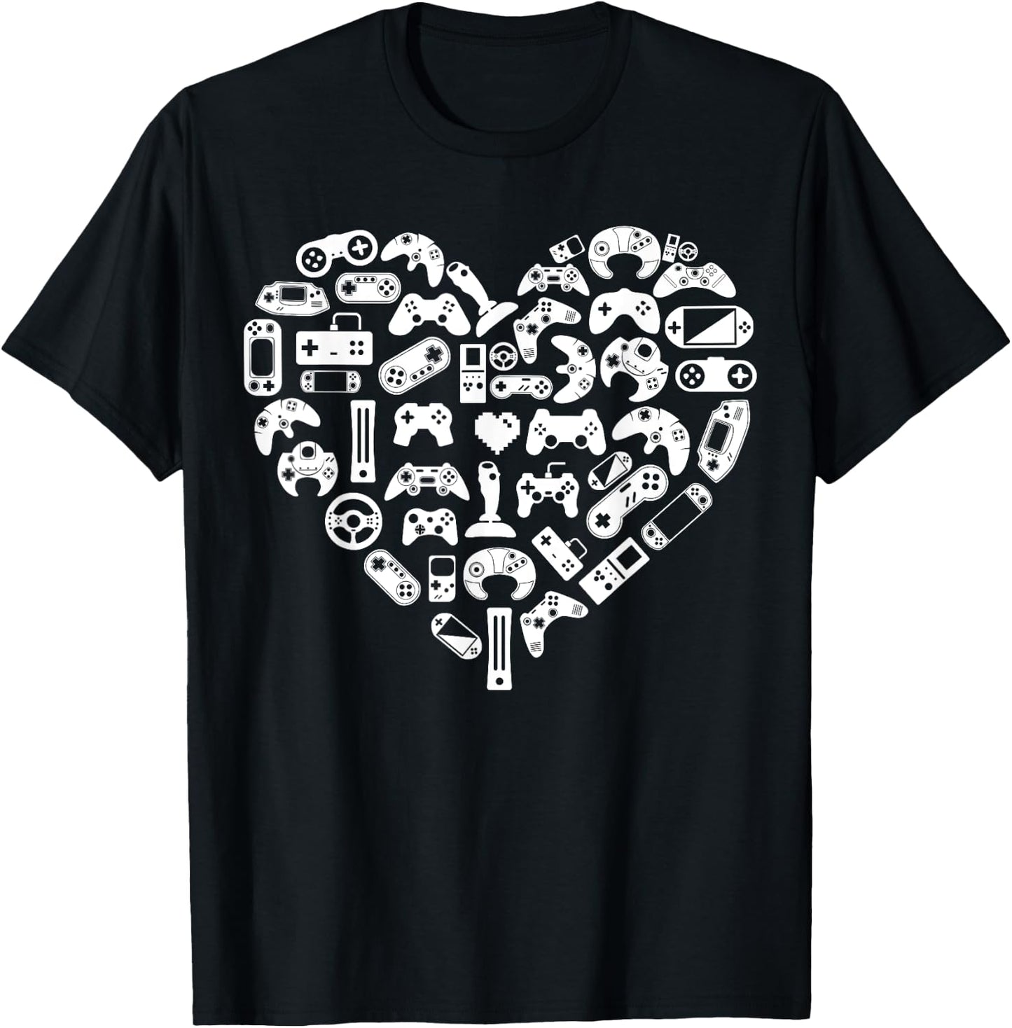 Boys Gamer Gift - Game Heart Valentines Day Lover Men Kids T-Shirt - T-Shirt | Black