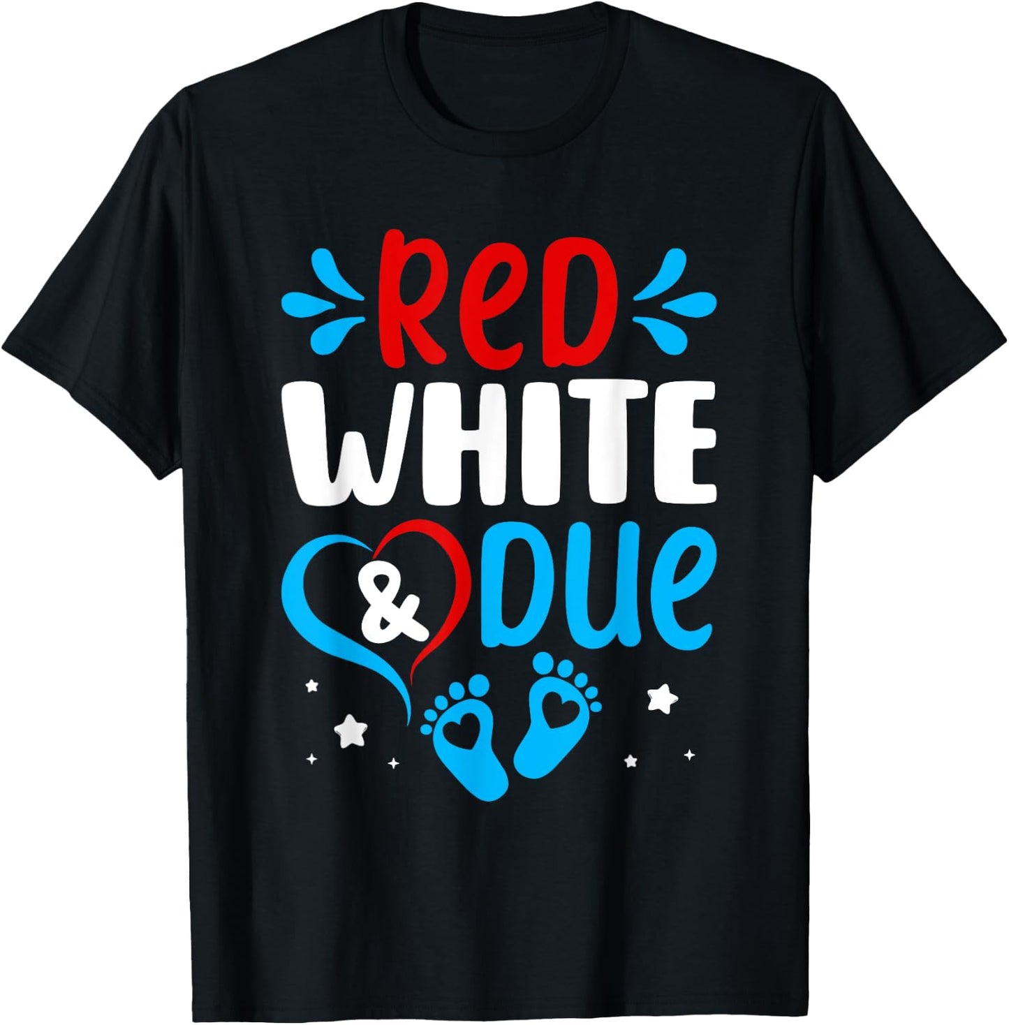 Red White Baby Due Shower 4th Of July Pregnancy Announcement T-Shirt - T-Shirt | Black