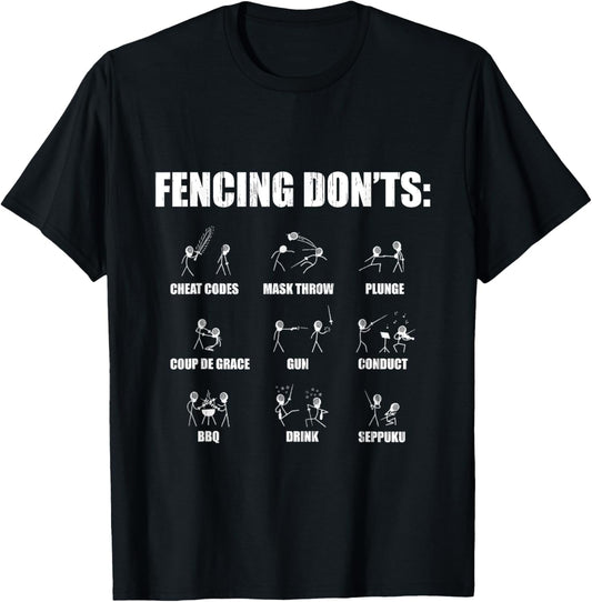 Funny Fencing Shirt Fencer Swordsman Fencing Don't Chart T-Shirt - T-Shirt | Black