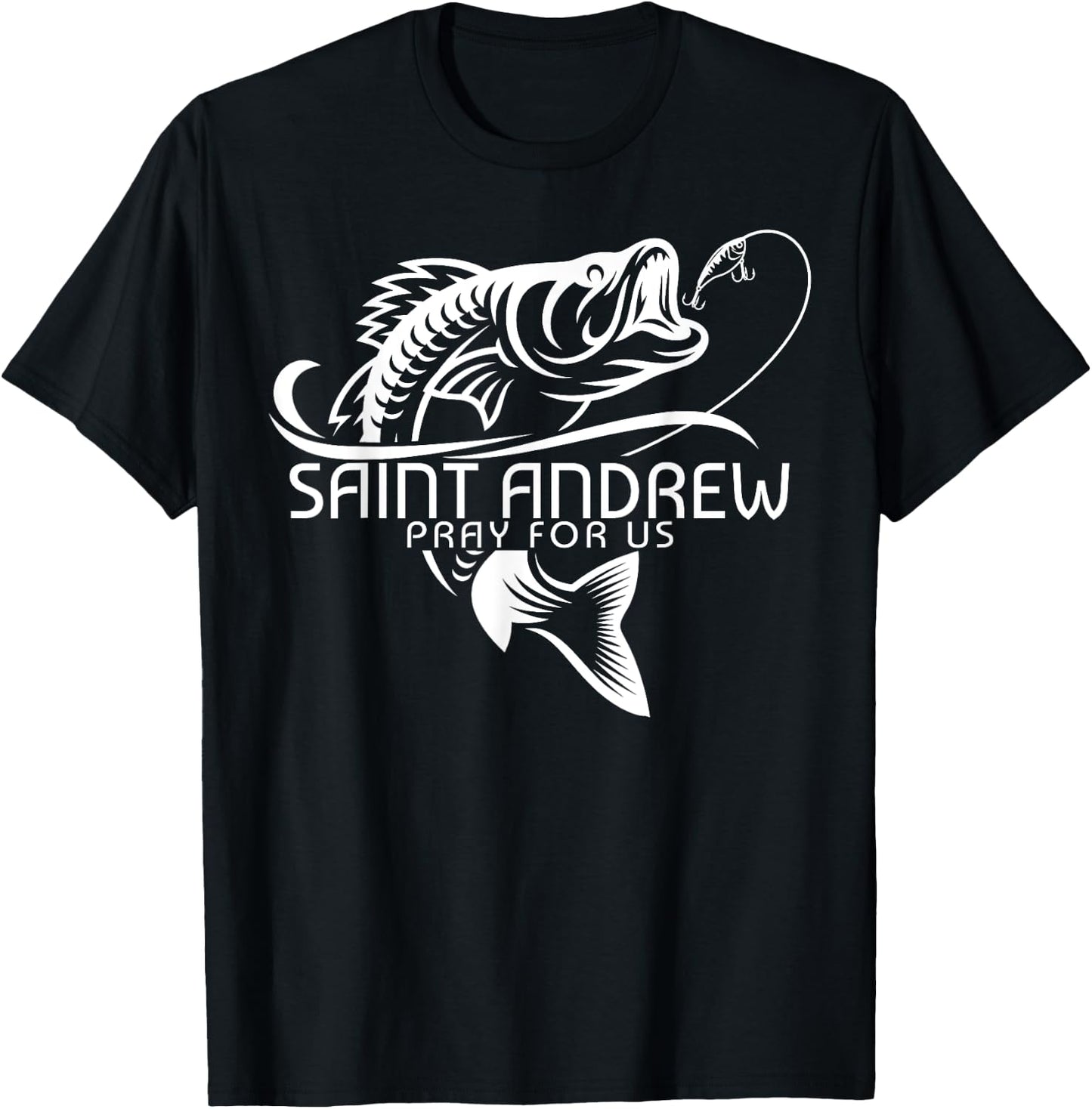 St Andrew Fishing Patron Saint of Fisherman Catholic Saint T-Shirt - T-Shirt | Black