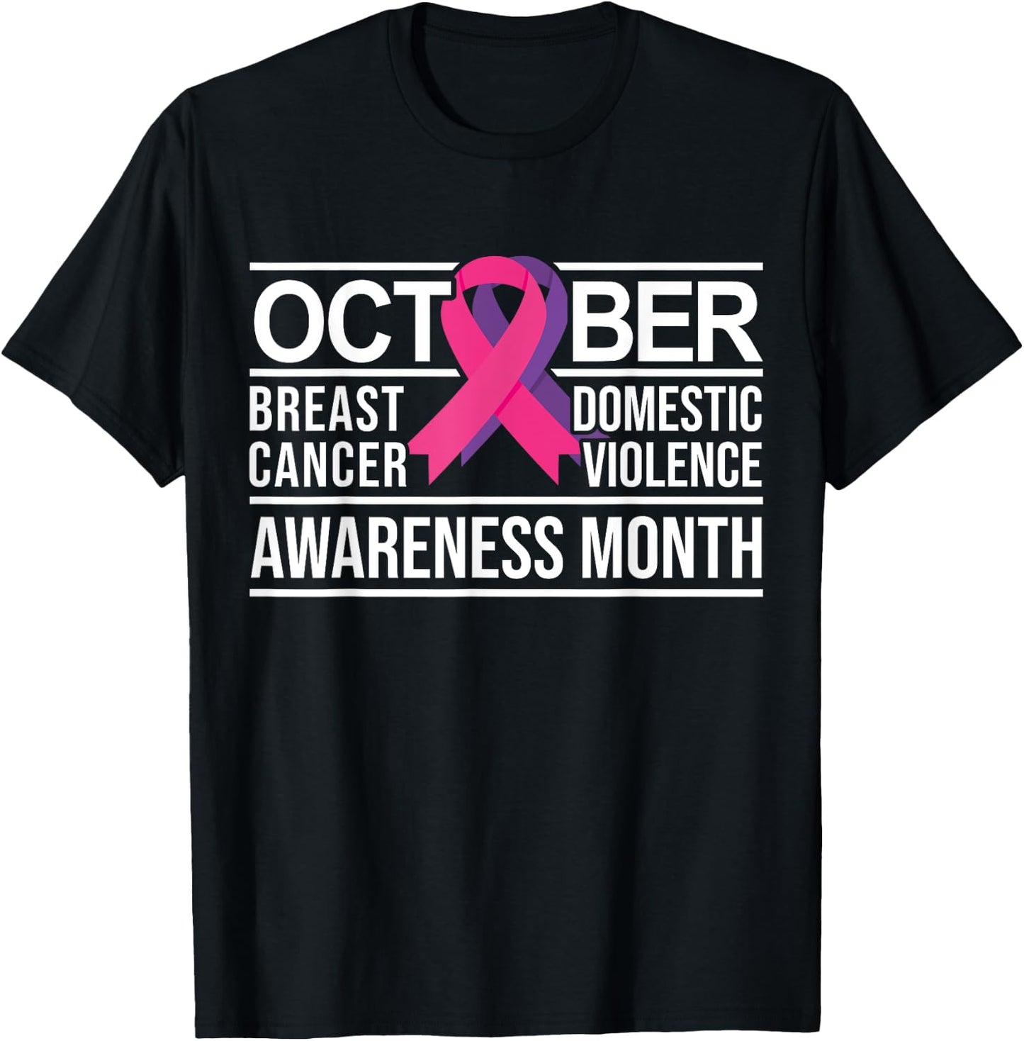 Breast Cancer and Domestic Violence Awareness T-Shirt - T-Shirt | Black