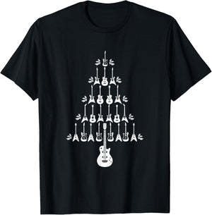 Guitar Christmas Tree Merry Xmas Guitar Lover Music Gift T-Shirt - T-Shirt | Black
