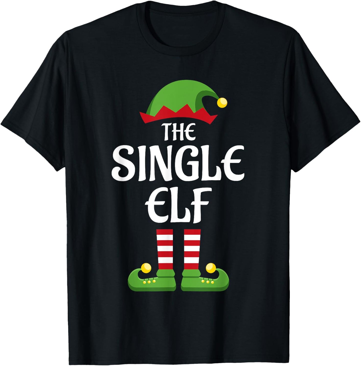 Single Elf Family Matching Group Christmas T-Shirt - T-Shirt | Black