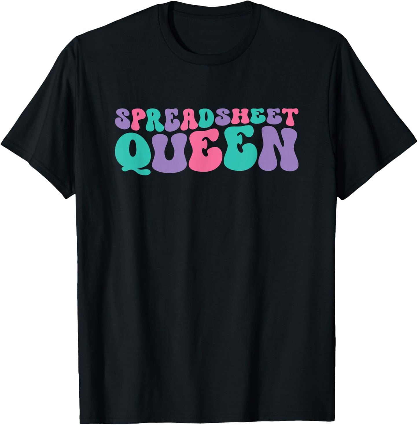 Spreadsheet Queen Spreadsheets Retro Vintage Groovy T-Shirt - T-Shirt | Black