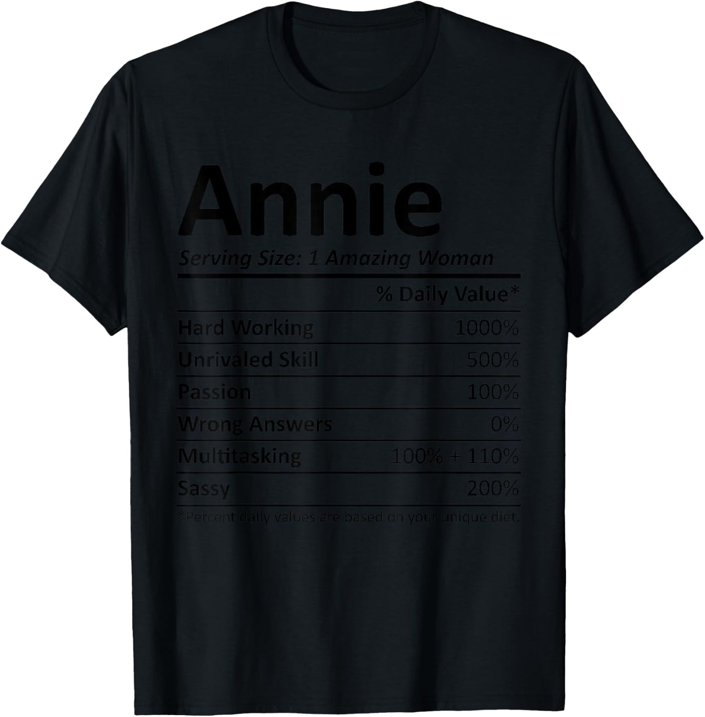 ANNIE Nutrition Personalized Name Funny Christmas Gift T-Shirt - T-Shirt | Black