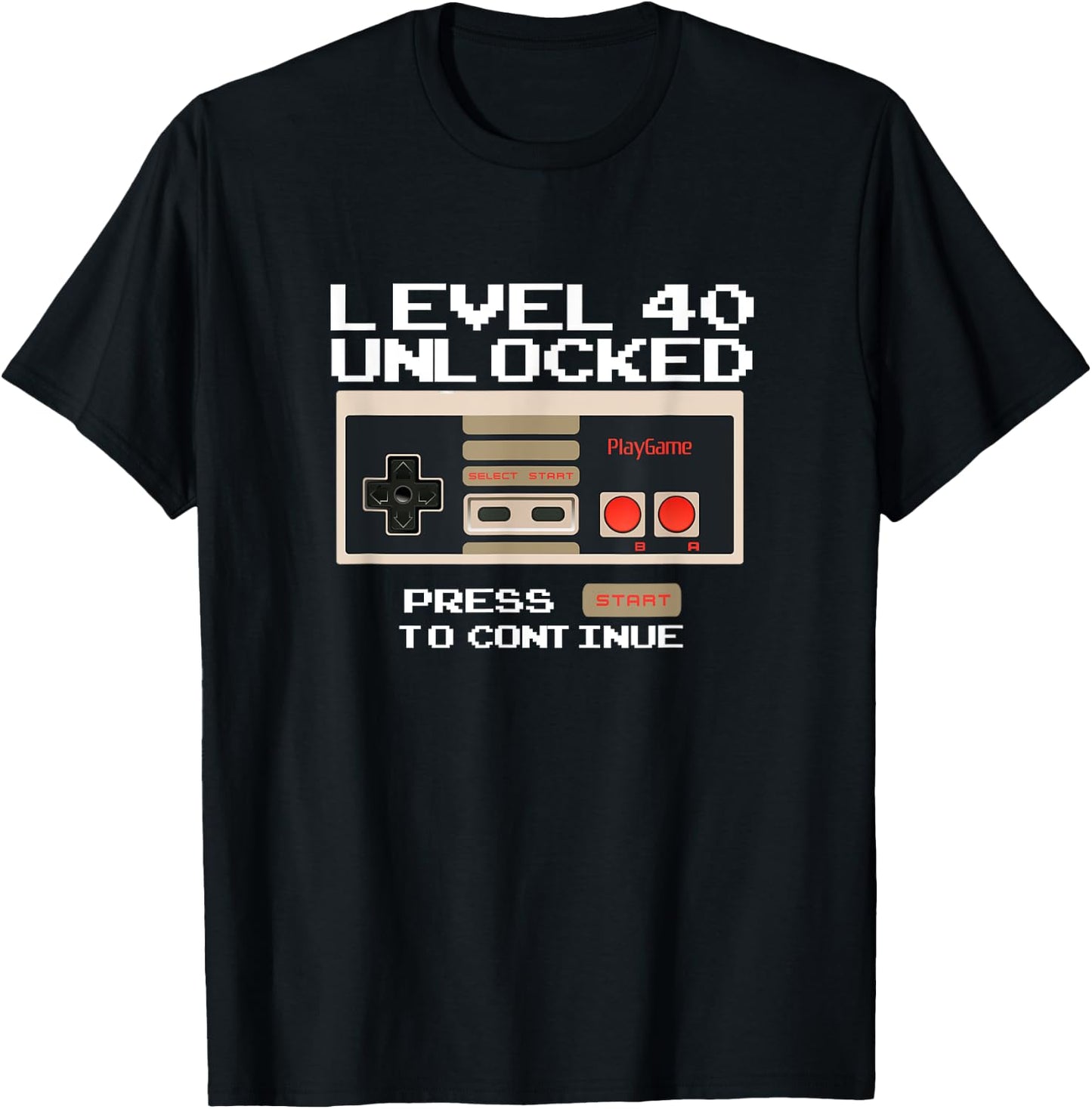 Level 40 Unlocked Video Gamer 40th Birthday T-Shirt - T-Shirt | Black