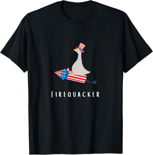 Funny Goose Fourth Of July Firequacker Independence Day T-Shirt - T-Shirt | Black