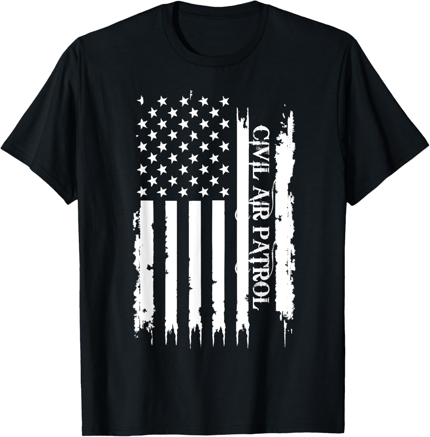 Civil Air Patrol United States Distressed w US Flag T-Shirt - T-Shirt | Black