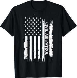Civil Air Patrol United States Distressed w US Flag T-Shirt - T-Shirt | Black