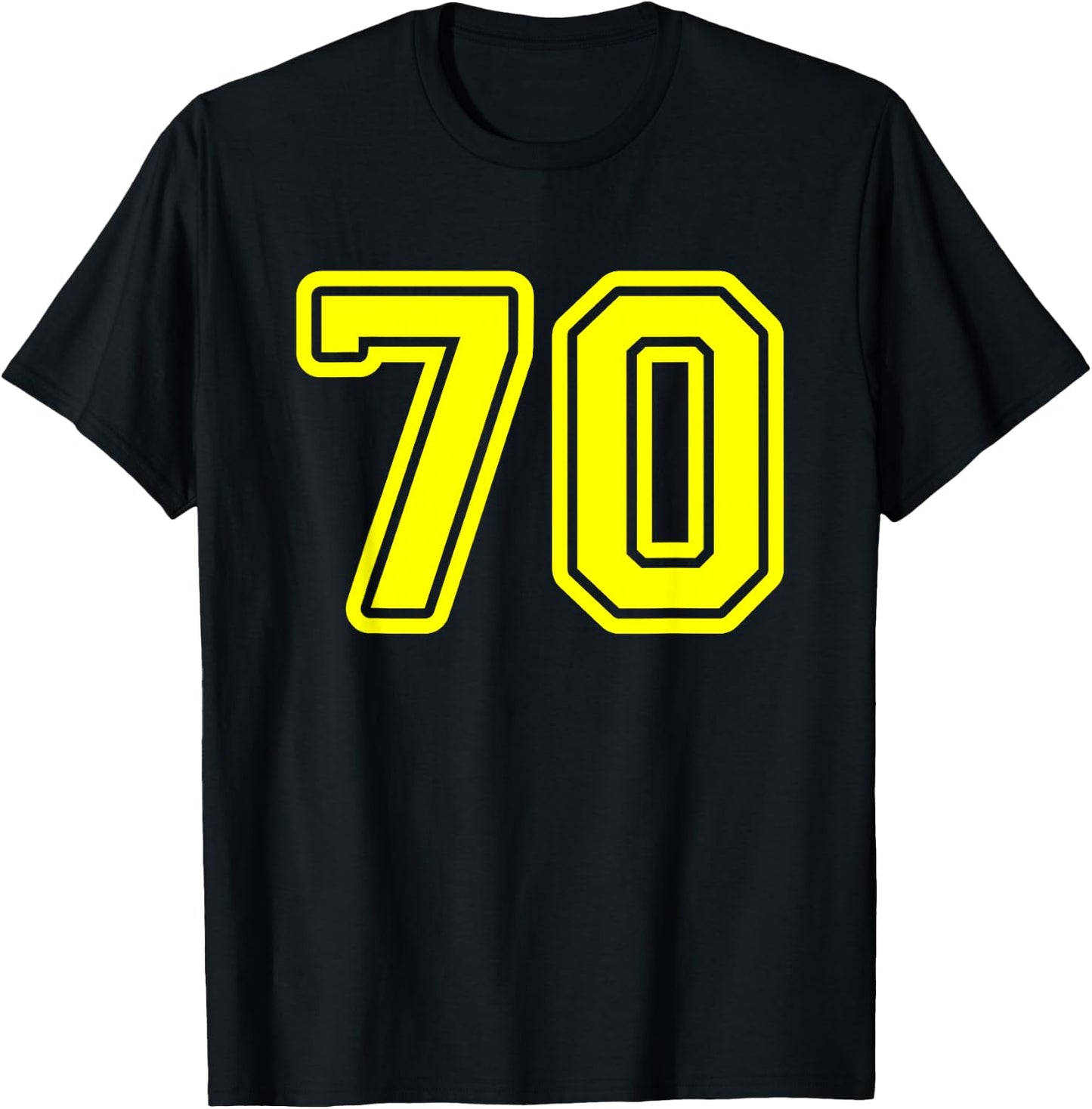 Yellow Sport Team Number #70 T-Shirt - T-Shirt | Black