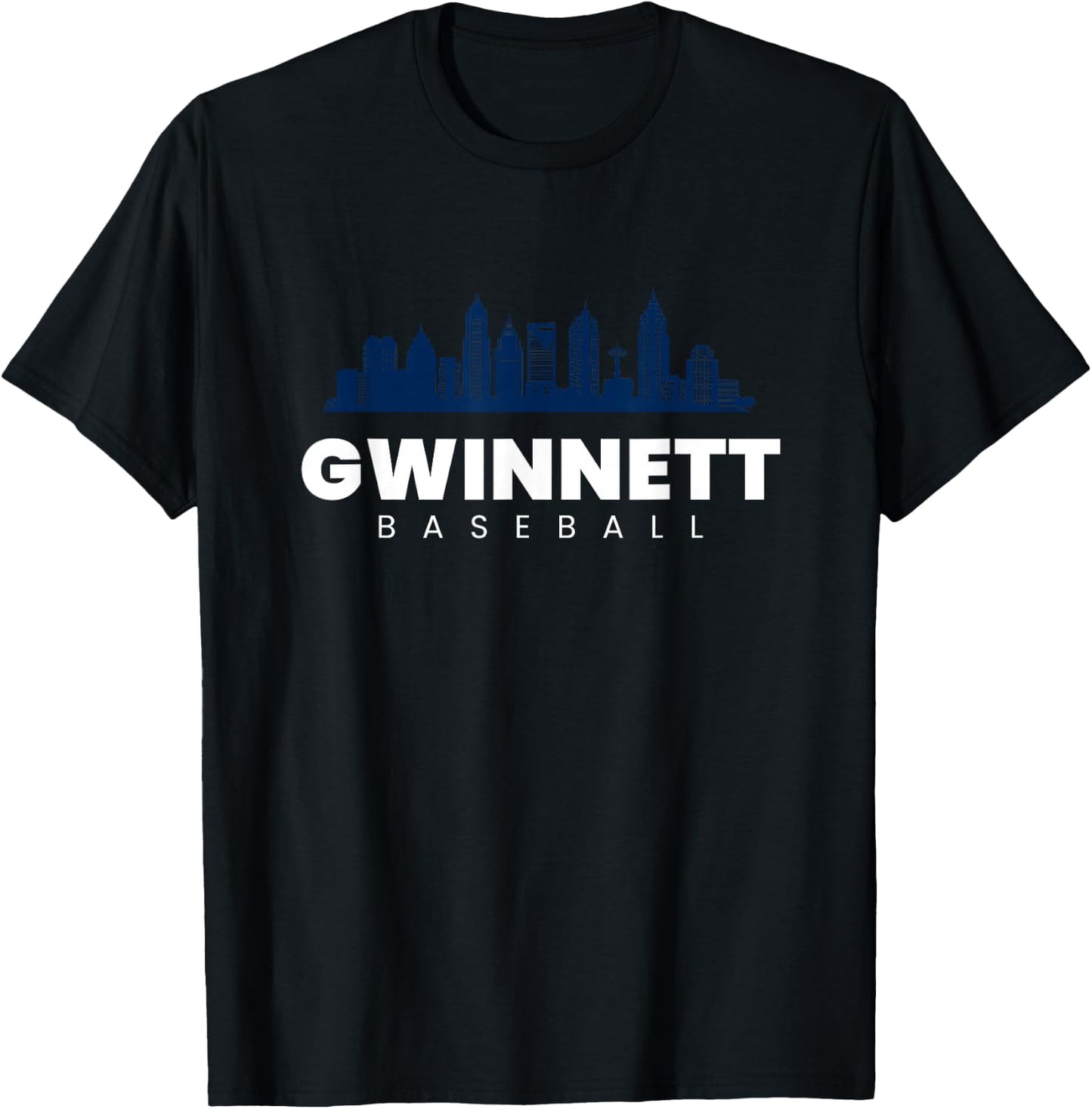 Gwinnett Baseball Vintage City Skyline Retro Baseball Lover T-Shirt - T-Shirt | Black