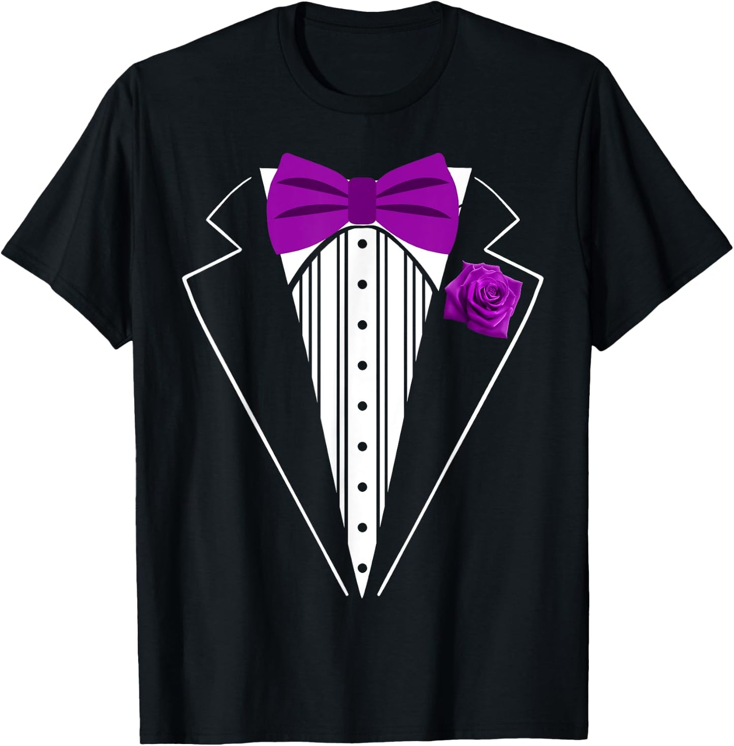 Kids Adult Purple Bowtie Tuxedo, Toddler Costume Youth Tux T-Shirt - T-Shirt | Black