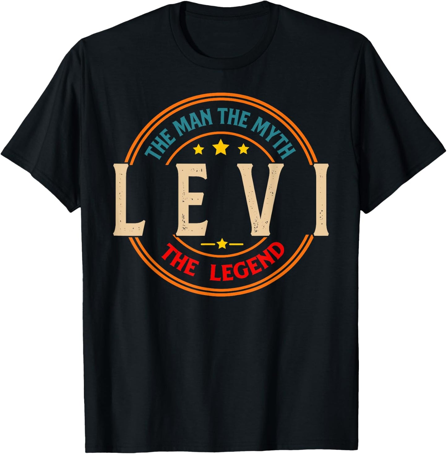LEVI The Man The Myth The Legend Vintage Personalized T-Shirt - T-Shirt | Black