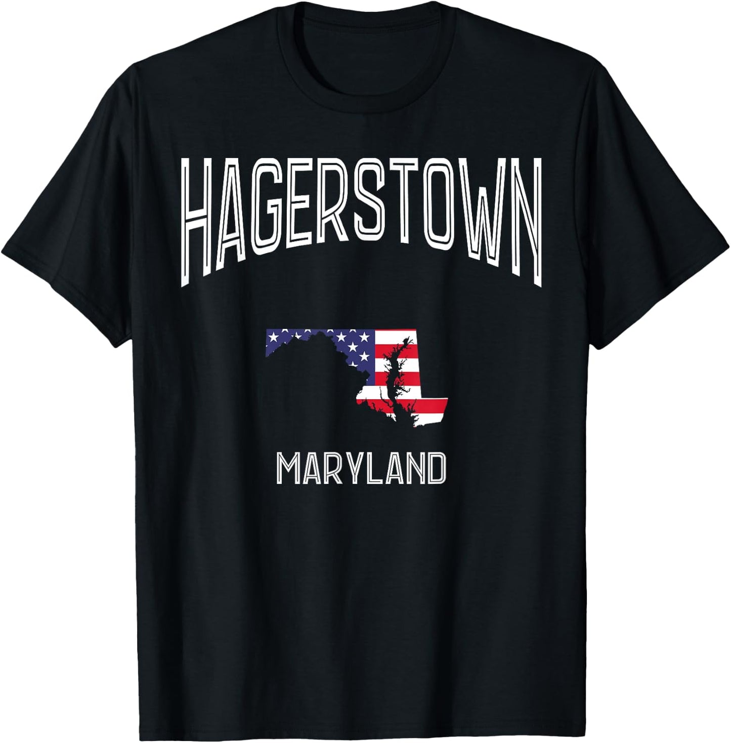 Hagerstown Maryland MD Throwback Vintage USA Flag T-Shirt - T-Shirt | Black