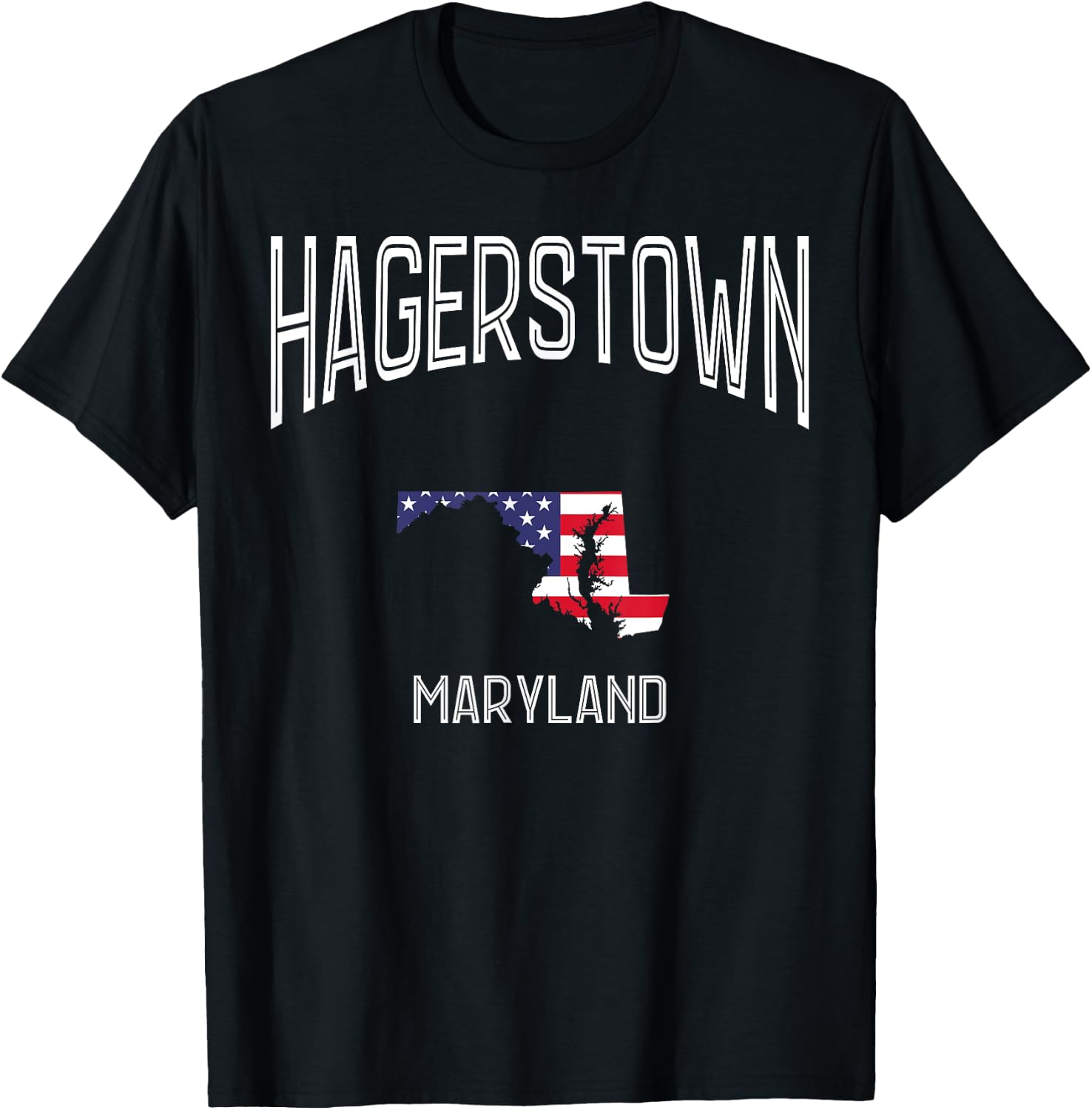 Hagerstown Maryland MD Throwback Vintage USA Flag T-Shirt - T-Shirt | Black