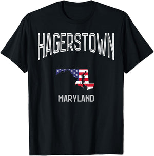 Hagerstown Maryland MD Throwback Vintage USA Flag T-Shirt - T-Shirt | Black