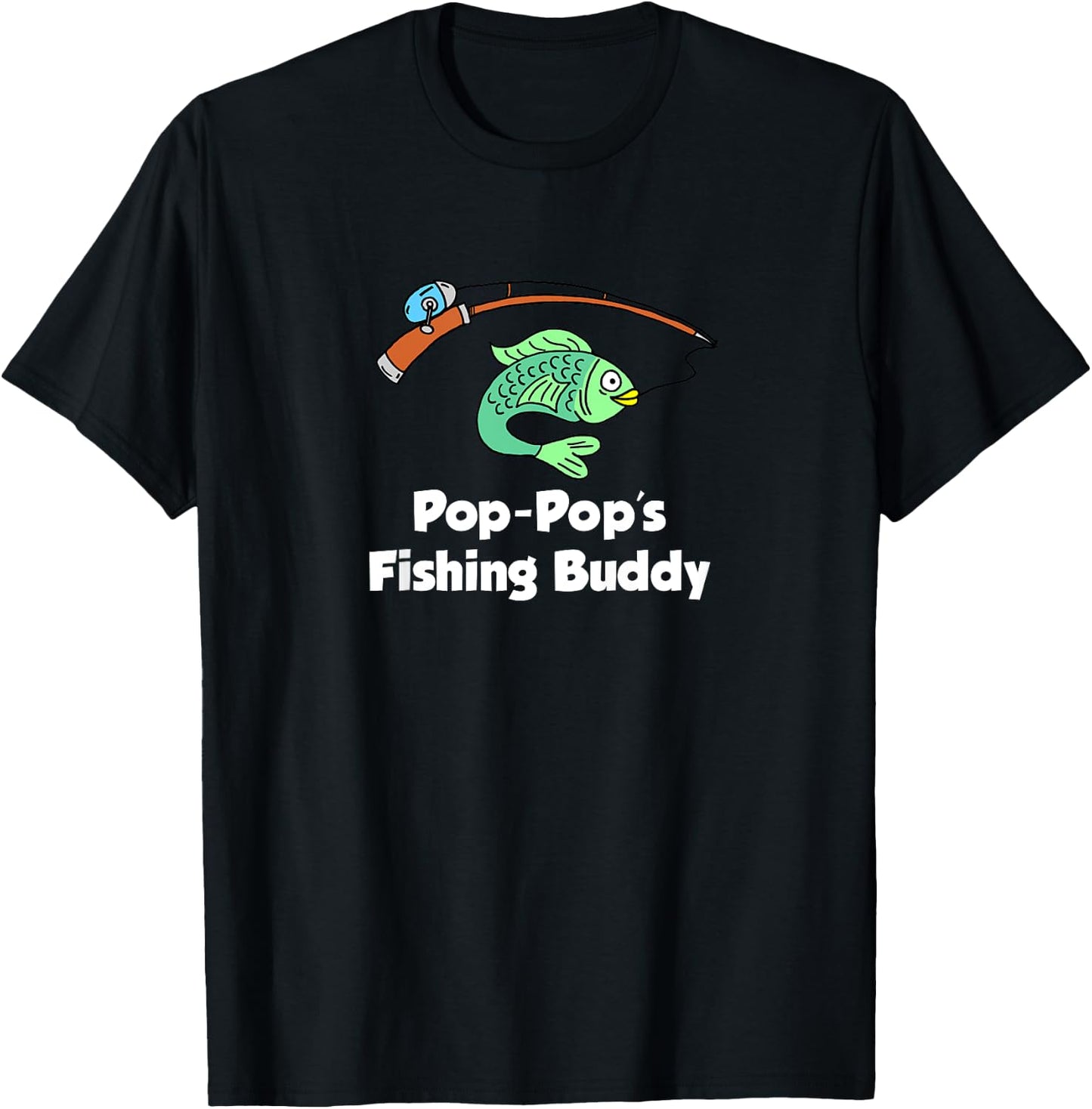 Pop-Pop's Fishing Buddy Grandson or Granddaughter Fish T-Shirt - T-Shirt | Black