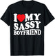 I Love My Sassy Boyfriend Groovy Wavy , I Love My Sassy BF T-Shirt - T-Shirt | Black