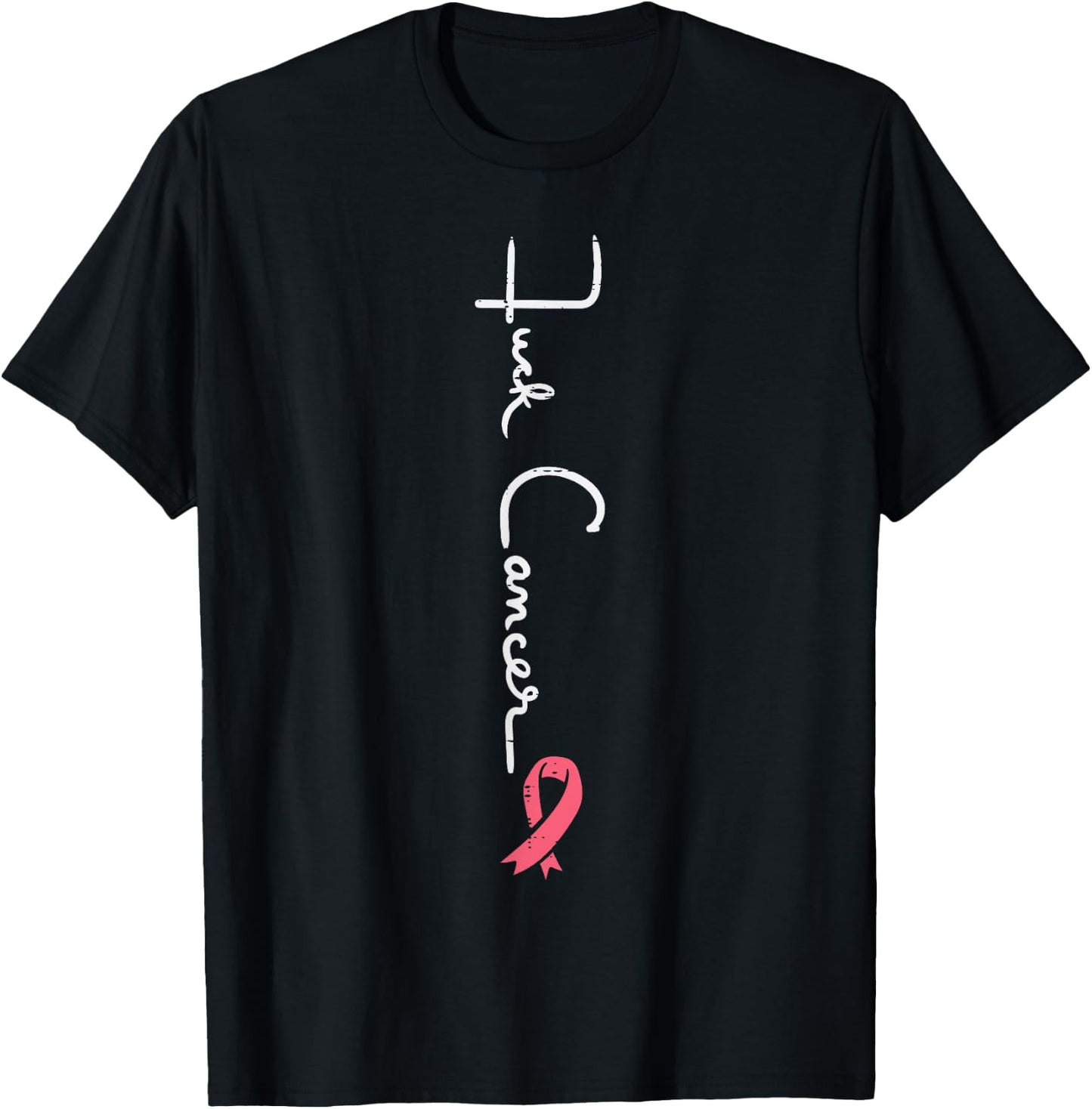 F Cancer Pink Ribbon Survivor Breast Cancer Awareness Women T-Shirt - T-Shirt | Black