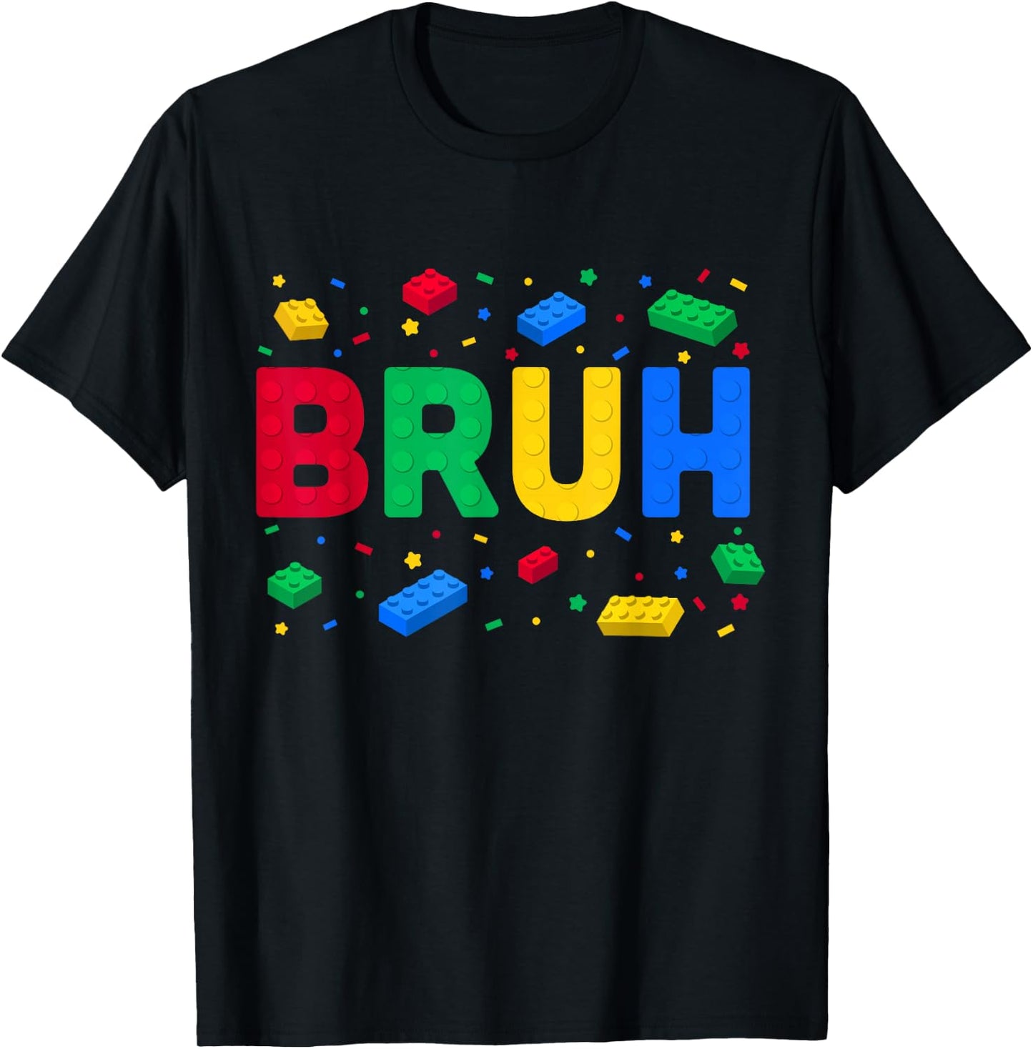Funny Bruh Brick Builder Boys Kids Toddler Building Block T-Shirt - T-Shirt | Black