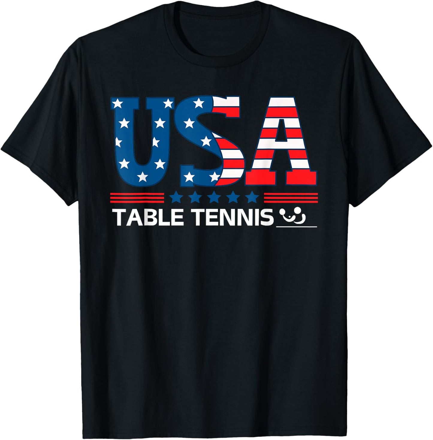 Table Tennis United States Flag USA Team Sport Table Tennis T-Shirt - T-Shirt | Black