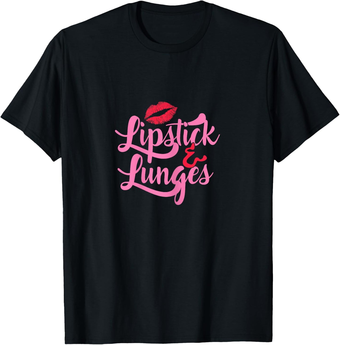 Women's Lipstick & Lunges Workout Yoga T-Shirt - T-Shirt | Black
