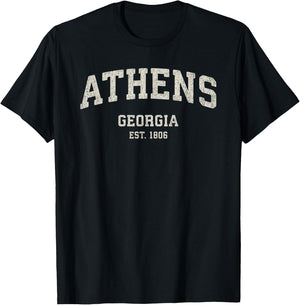 Athens Georgia GA Vintage Athletic Sports T-Shirt - T-Shirt | Black