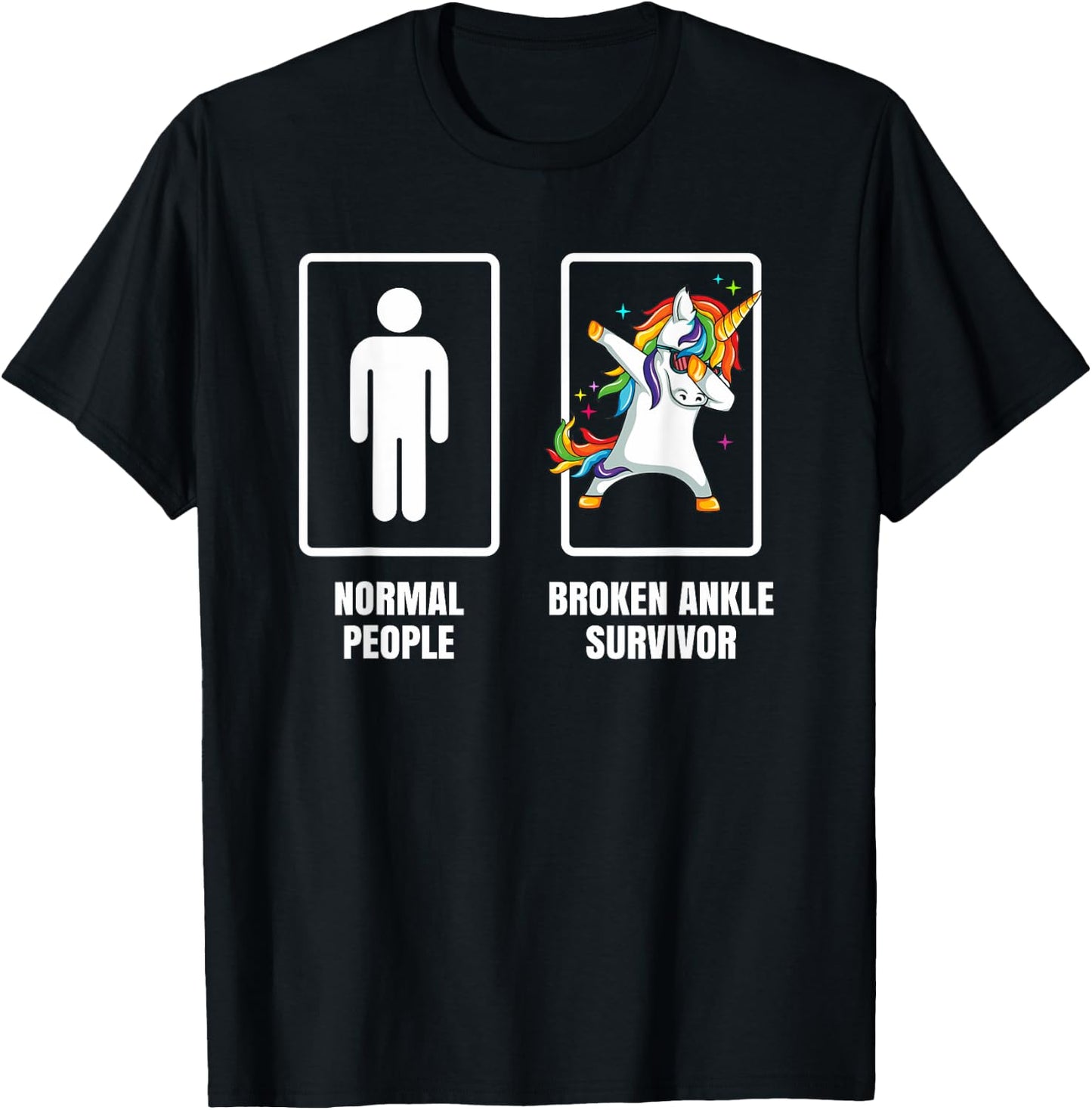 Dabbing Unicorn Broken Ankle Surgery Survivor Recovery Gift T-Shirt - T-Shirt | Black