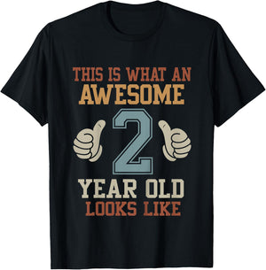 Kids This Is What an Awesome 2 Year Old Looks Like 2nd Birthday T-Shirt - T-Shirt | Black