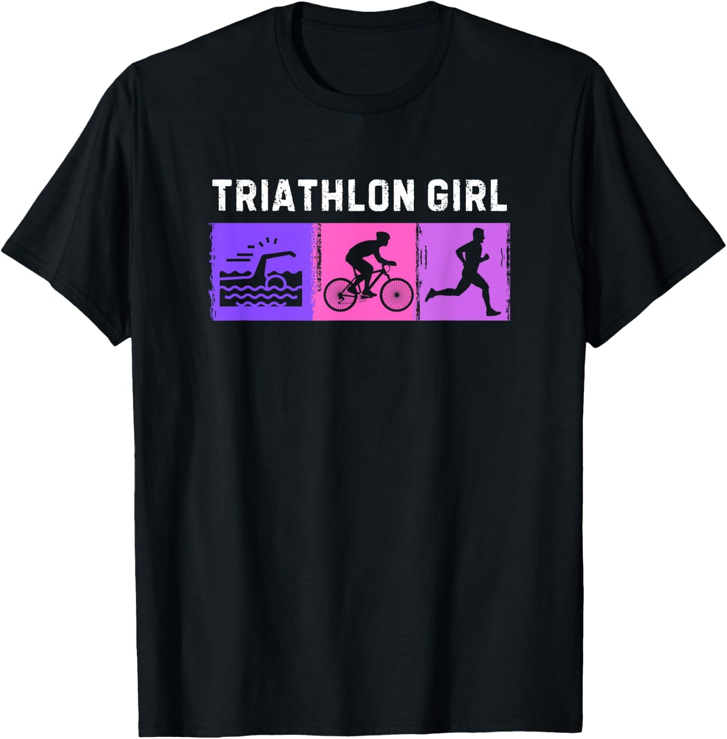 Triathlon Art For Girls Kids Triathlete Sport Triathlon T-Shirt - T-Shirt | Black