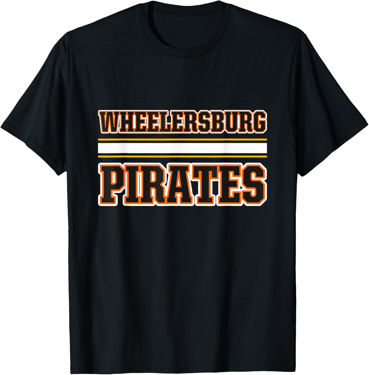 Wheelersburg Pirates Horizontal Stripes T-Shirt - T-Shirt | Black