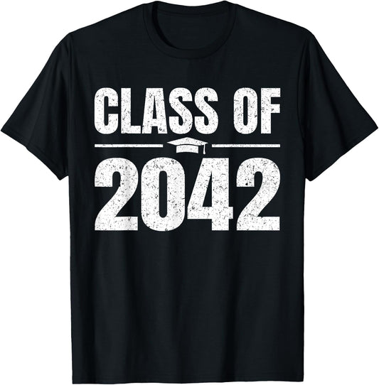 Kindergarten Class of 2042 Grow With Me Kinder Graduation T-Shirt - T-Shirt | Black