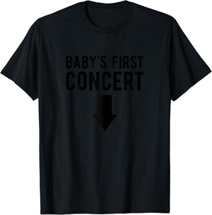 Baby's First Concert Mom To Be Funny Baby Shower Pregnancy T-Shirt - T-Shirt | Black